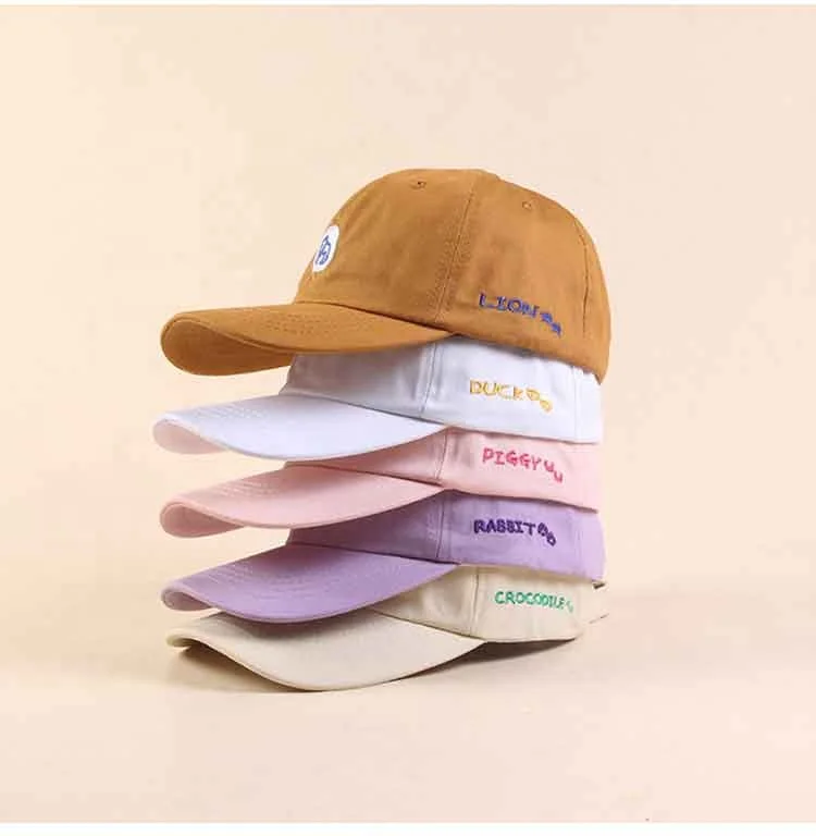Корейская мультяшная вышитая бейсболка женская летняя уличная шляпа от солнца розовая фиолетовая синяя черная кепка