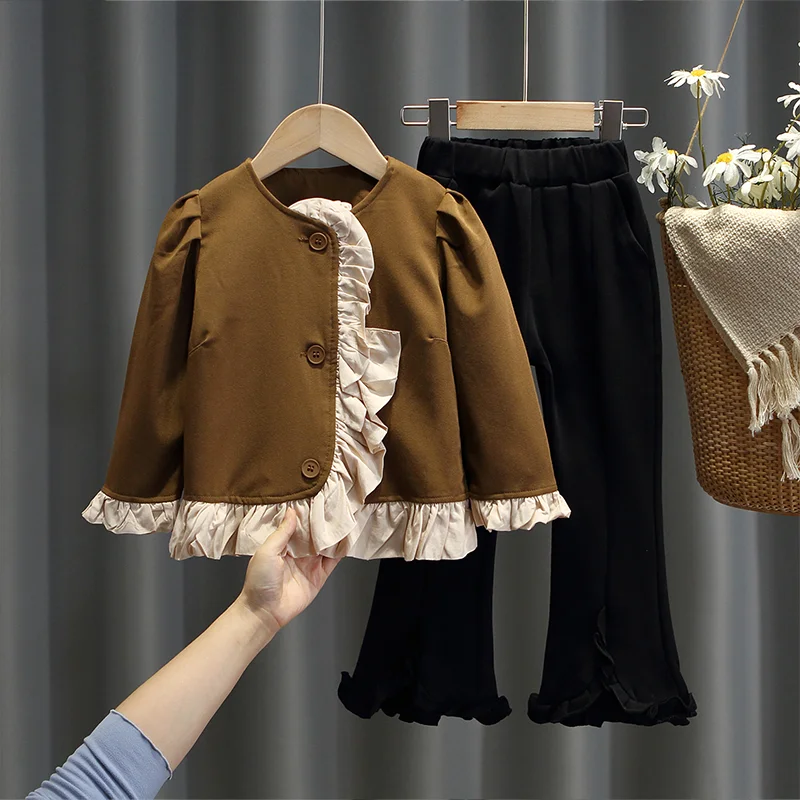 Wholesale baby girl casual suit children clothes sequined lace T-shirt 2-7 years old denim skirt kids suit