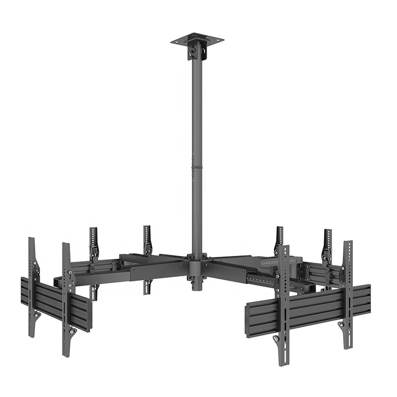 Swivel 90 4 Display Side by Side Ceiling Mount Telescopic Extension VESA 600X400 mm Ceiling Mount