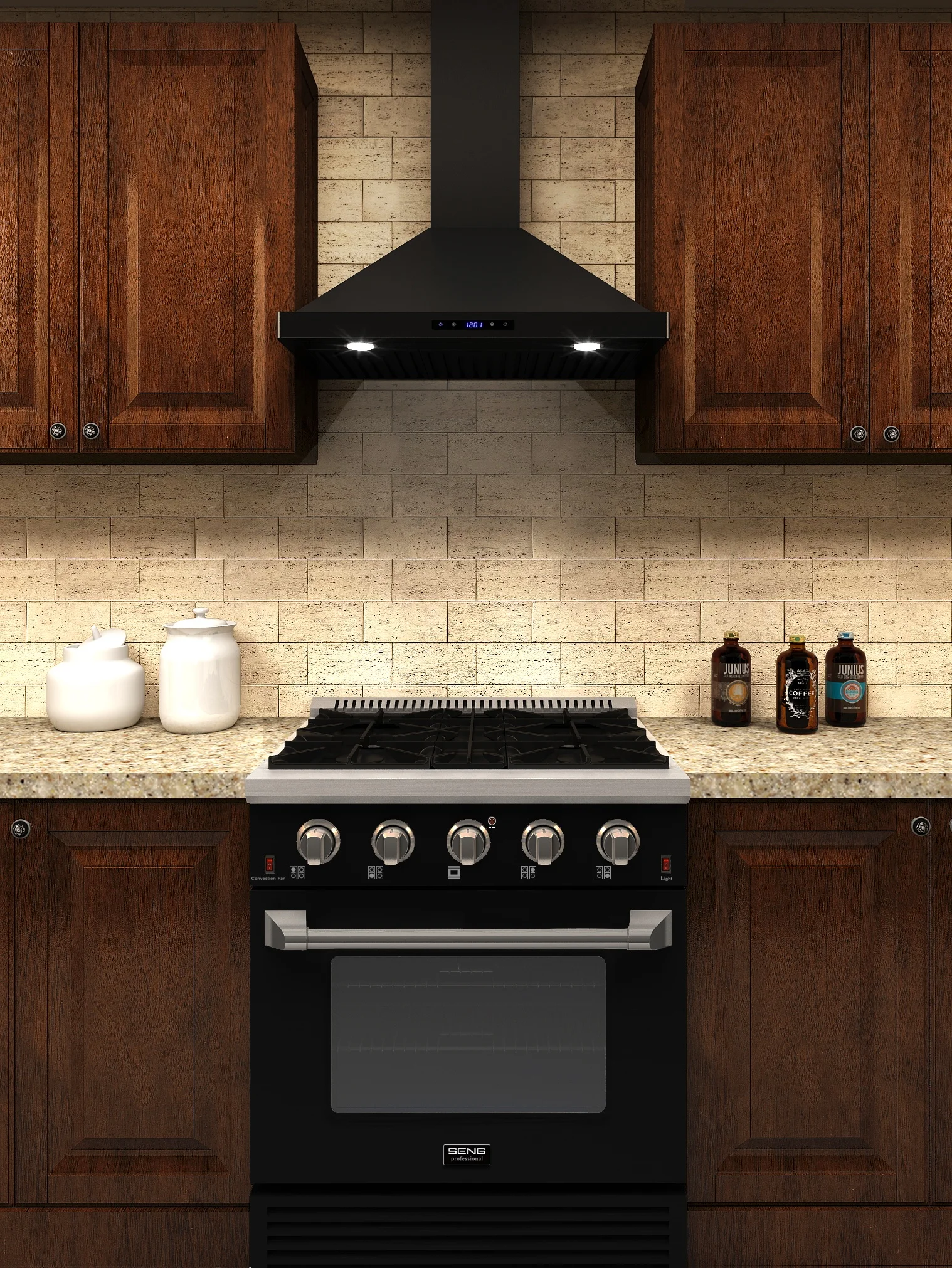 SENG ETL certified black titanium professional range  6 burner 30&36&48 inch free standing gas cooker