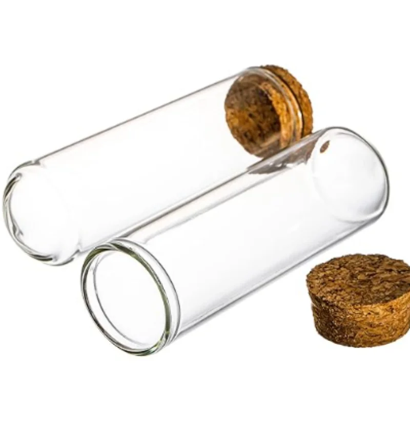 Medical Grade Clear Round Flat Bottom Glass Test Tube Wooden Cork Cap Borosilicate 3.3 Glass 30mm Test Tubes With Cork Stopper