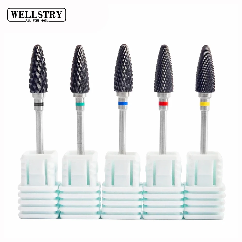 WELLSTRY Manicure Pedicure Tools Professional Acrylic Nail File Flame Drill Bit for Cuticle Gel Nail Polishing