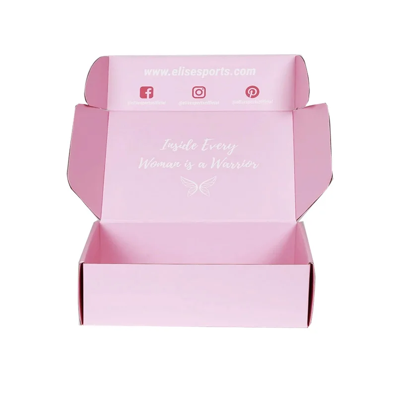Custom Free Samples Eco Friendly Cardboard Paper Packaging Gift Cosmetic Shoe Mailer Box Corrugated Box Pink
