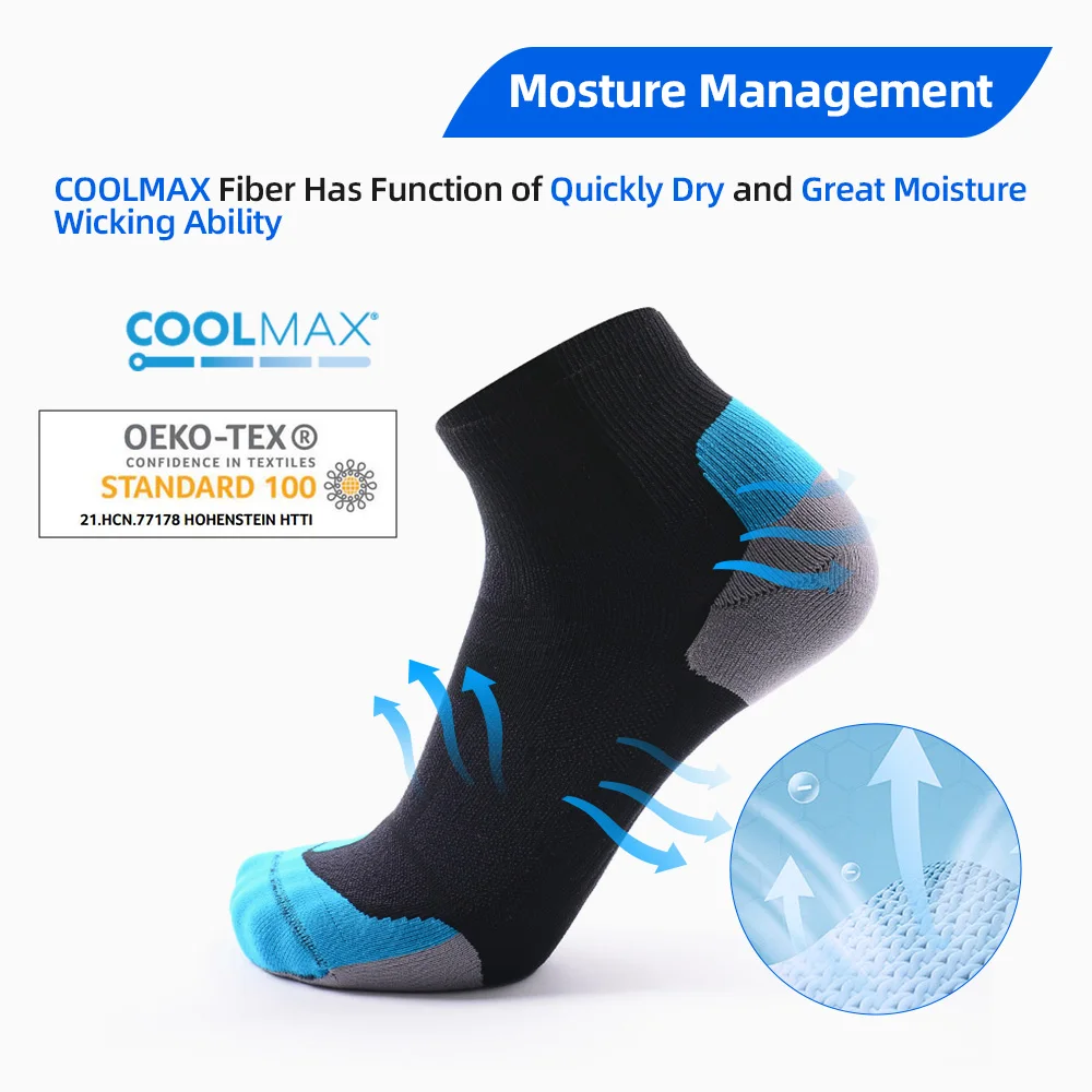 Ready to ship Breathable Athletic Sweat-Absorbent Anti-Slip Training Socks Men Custom Coolmax Sport Socks