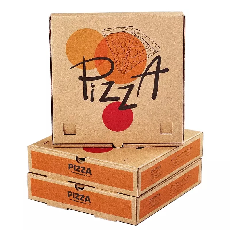 10/ 12/13/15/17/18 inch Custom Pizza Box Brown Corrugated Carton pizza Box Take Away Cheap Box