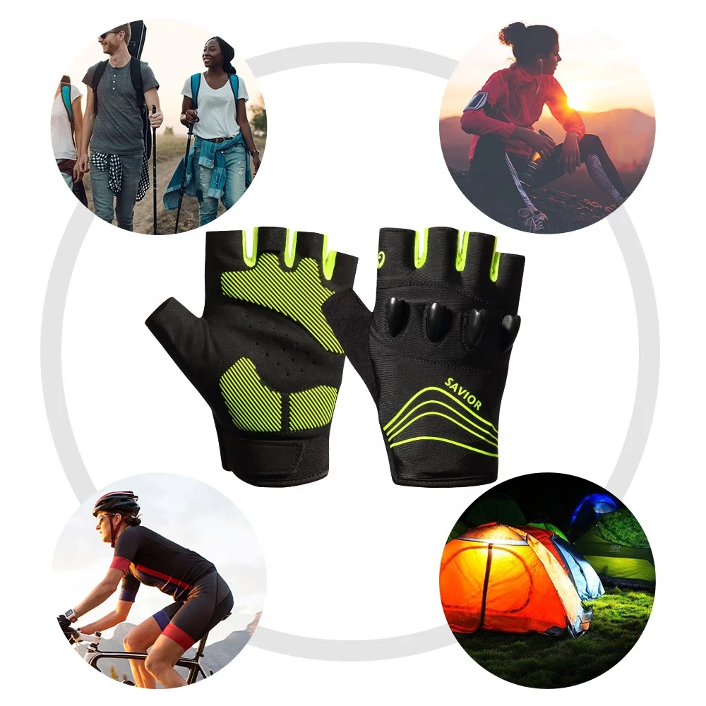 Hot Sale Short Finger Night Flashlight SOS Signal Usb Breathable Anti-slip Rechargeable Battery LED Cycling Riding Gloves