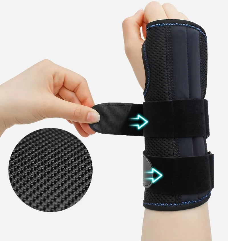 Custom Medical 2 Adjustable Strap Compression Carpal Tunnel Black Orthopedic Hand Wrist Support Splint Brace