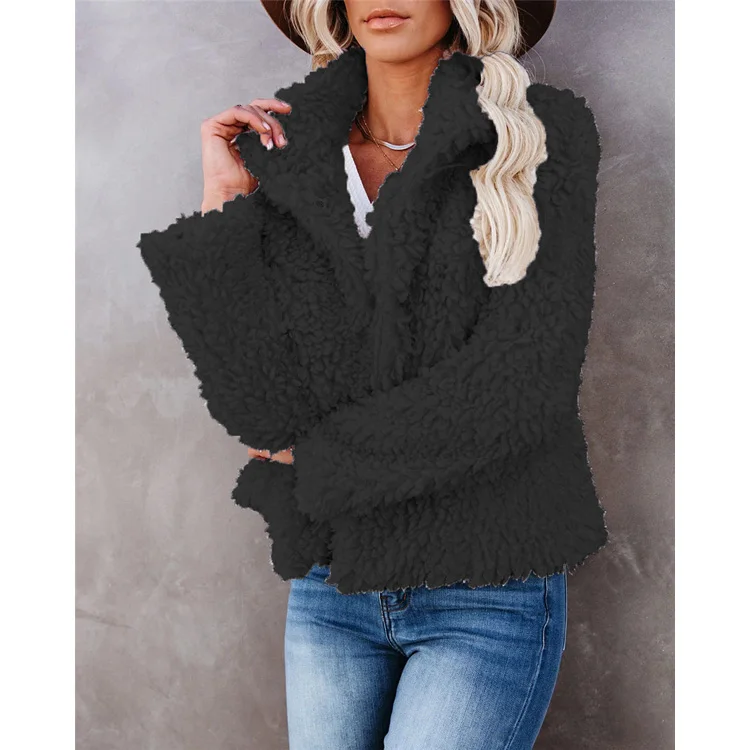 High Quality Fleece Short Zipper Fur Coat Women Long Sleeve White Fox Fur Coat Women