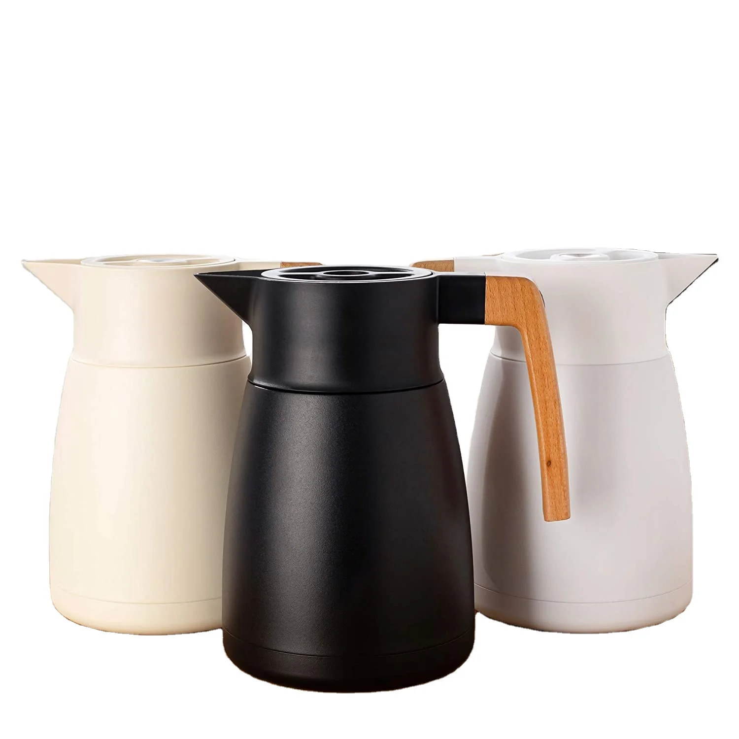 51oz Large Thermal Coffee Carafe - Stainless Steel Double Walled Insulated Vacuum Flask Thermos jug 1.5 liter with wood handle