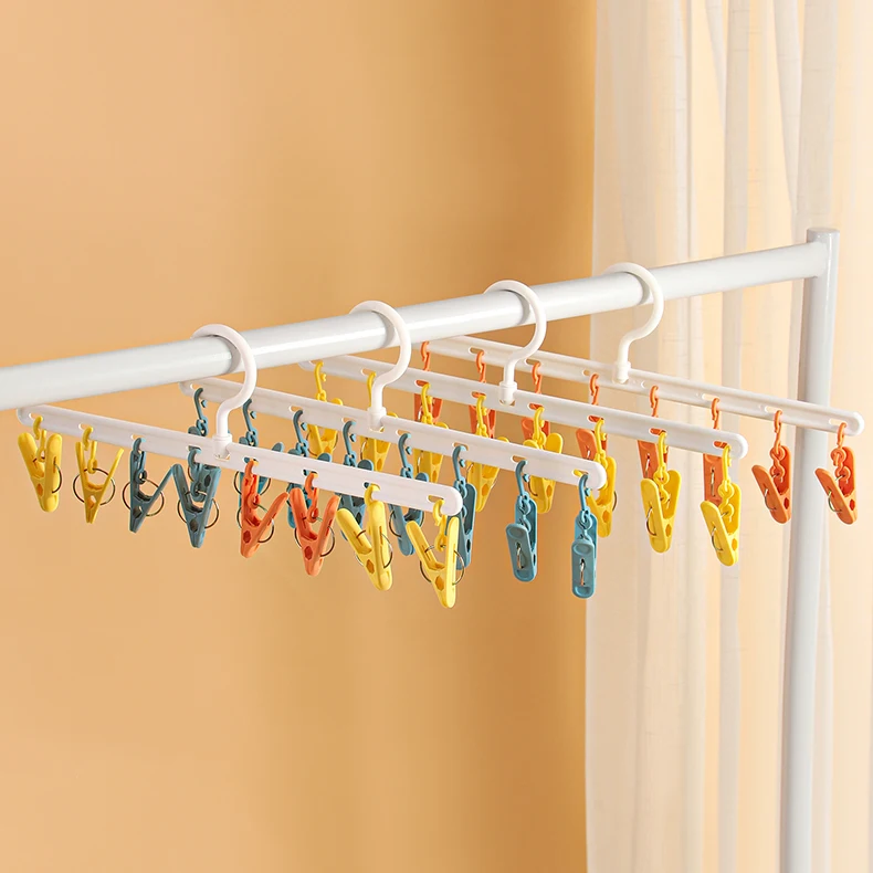 8 Clips Baby Scarf Short Clothes Plastic Hangers For Clothing