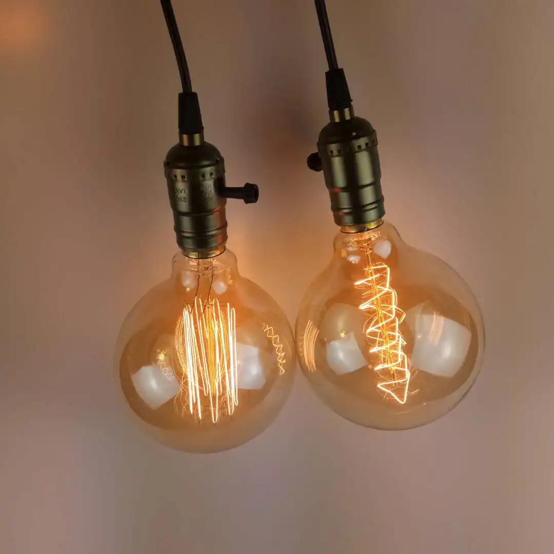 Wholesale E27 Vintage Globe edison bulb lamp 240V 60W Edison carbon filament Light Bulb g125