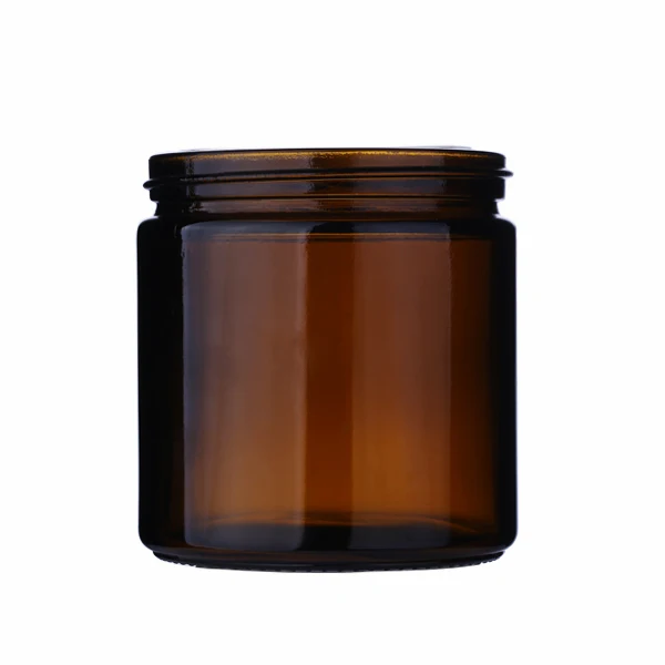Wholesale 8oz 9oz wide mouth round clear amber glass candle jar with flat plastic lid