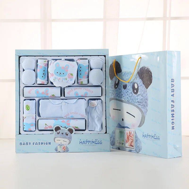 Wholesale Newborn 17pcs Baby Kids Organic Cotton Swaddle Blanket 0-3 3-6 months Muslin Baby Shower Sets Gift Box with PVC Window