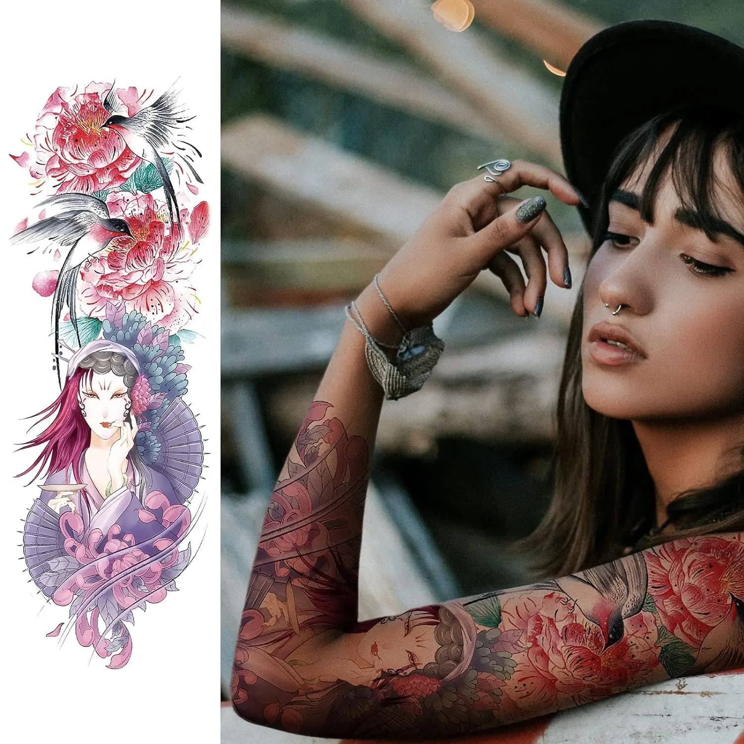 Full Arm Temporary Tattoo Lion Wolf Tiger Totem Scorpion Tattoo Stickers