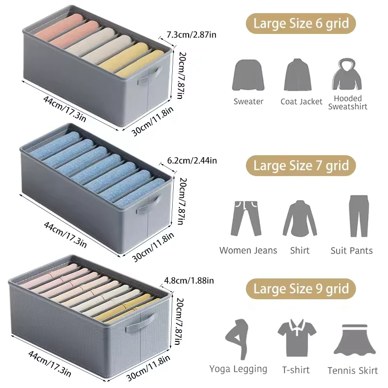 Newly Upgraded Large Size Clothes Organizer Non-woven Wardrobe Drawer Organizer Clothes Pants Jeans Storage Box