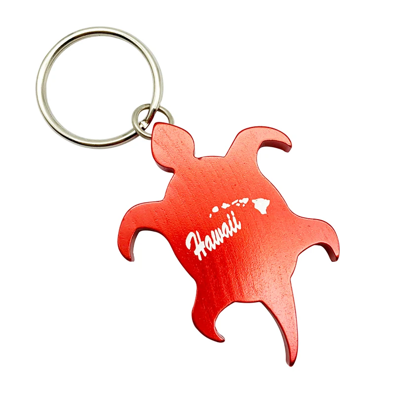 Personalized laser printed Aluminium  beer opener keychain turtle metal keychain with opener