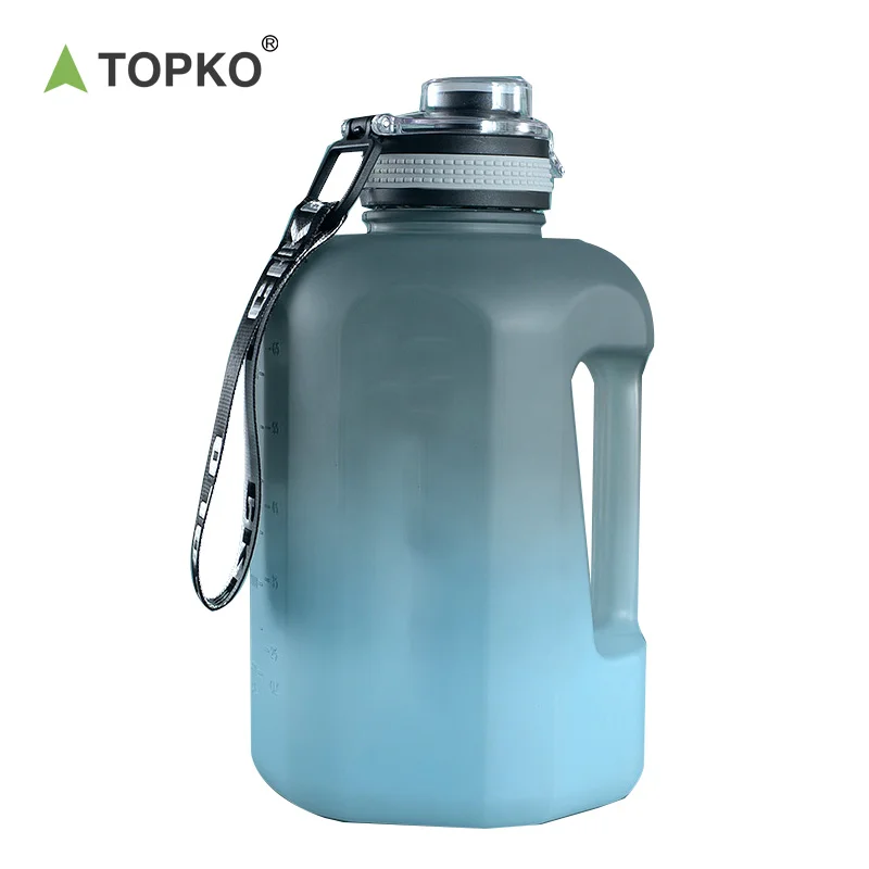 TOPKO Fitness Sports Water Bottle Big Capacity 2.2L Water Jug Outdoor Handgrip Gym Water Bottle With Lid