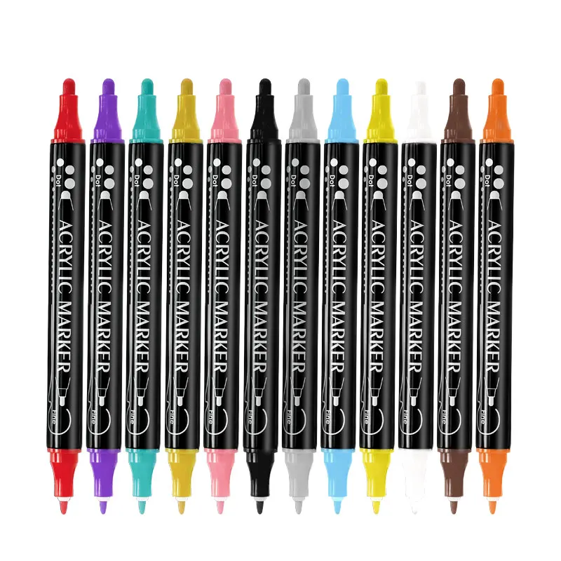 Kids Friendly 36 Color Dual Tip Art Markers Set Cotton Core Waterproof Permanent Acrylic Paint Markers For Painting Graffiti