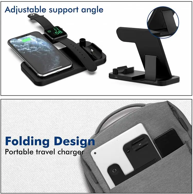 Foldable Mobile Phone 3 in 1 Wireless Charger 4 in 1 Wireless Charging Station