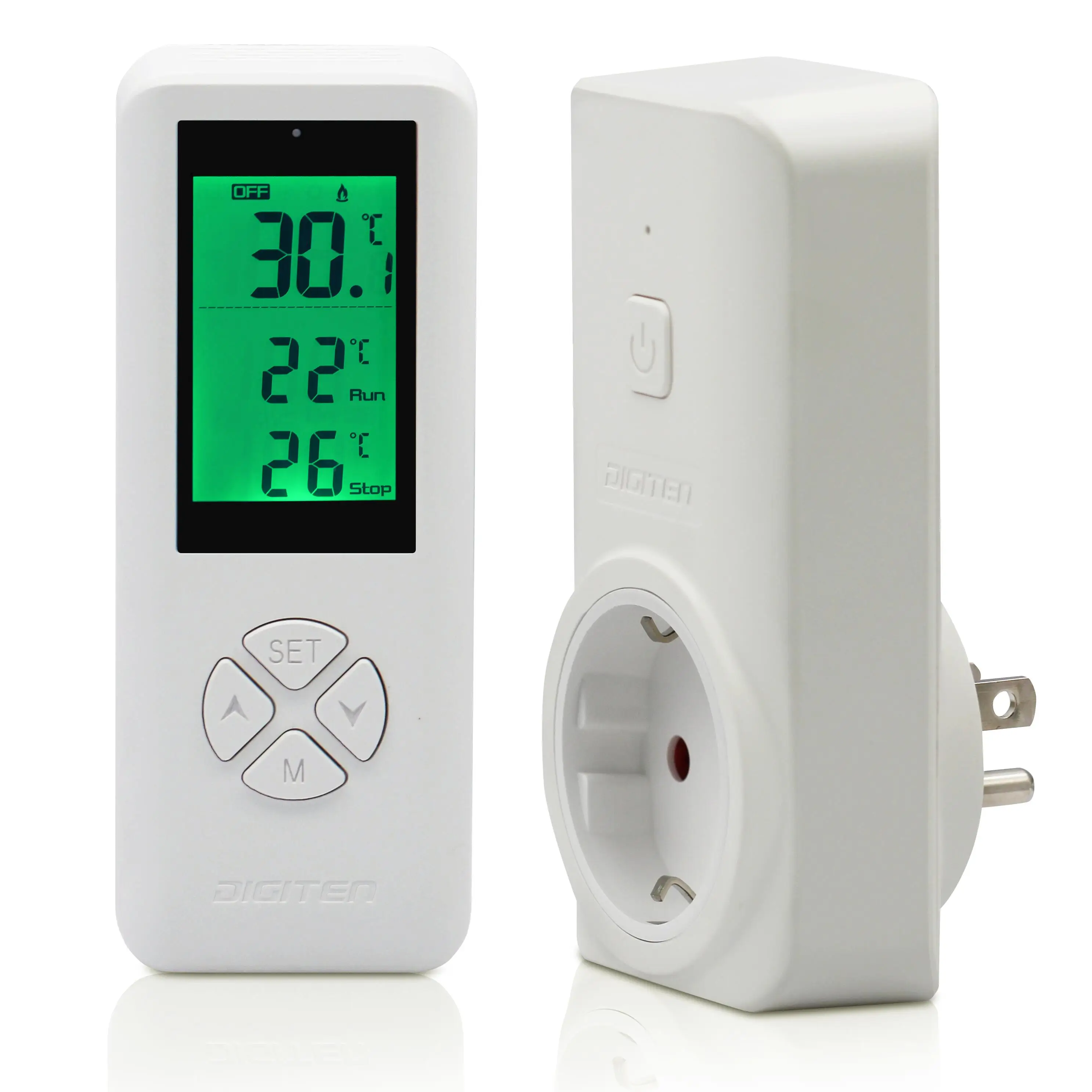 DIGITEN WTC100 wireless thermostat built-in sensor, Plug-in Thermostat Outlet Remote Control Heating Cooling Mode