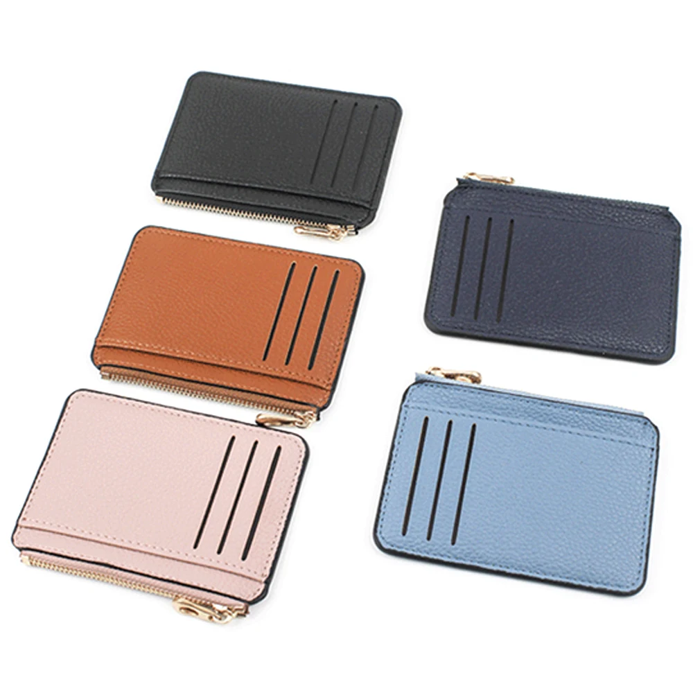Hot sale Ladies Mini Fashion PU leather purse Ultra Slim card holder wallet and key chain bag for Women