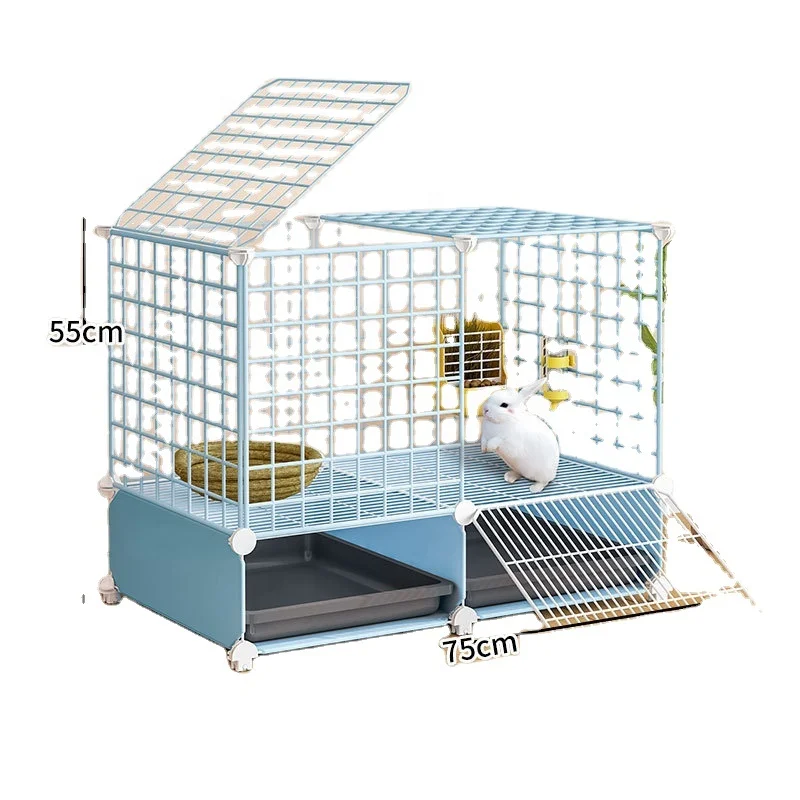 YOELLEN Manufacturers Direct Large Space New Automatic Cleaning Rabbit Cage Indoor Rabbit Cage