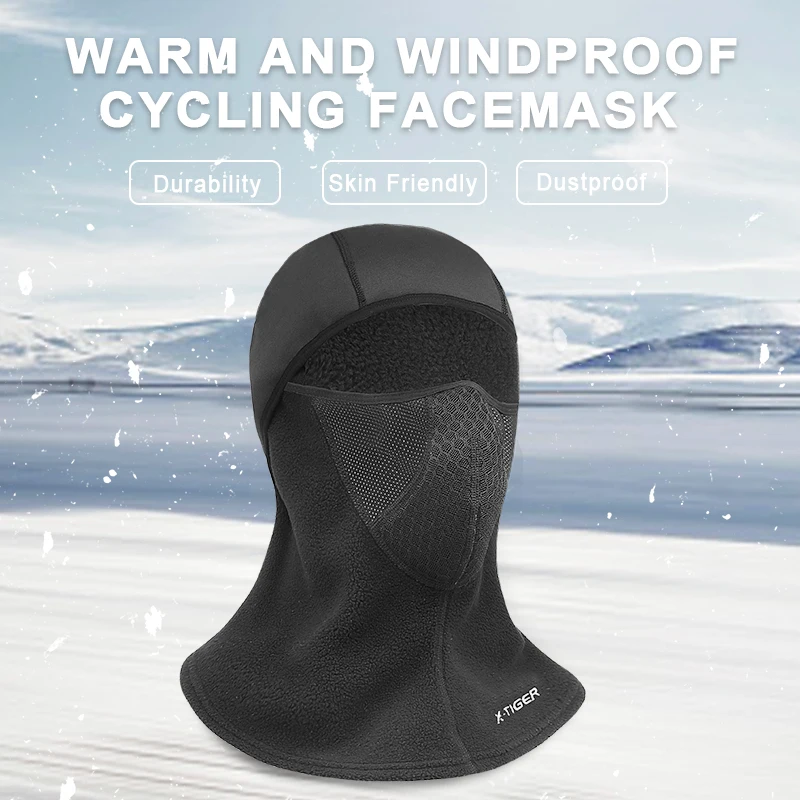 
X-TIGER Winter Cycling Mask Fleece Thermal Cycling Cap Windproof Full Face Cover Balaclava Skiing Skating Anti-Dust Outdoor Hat 