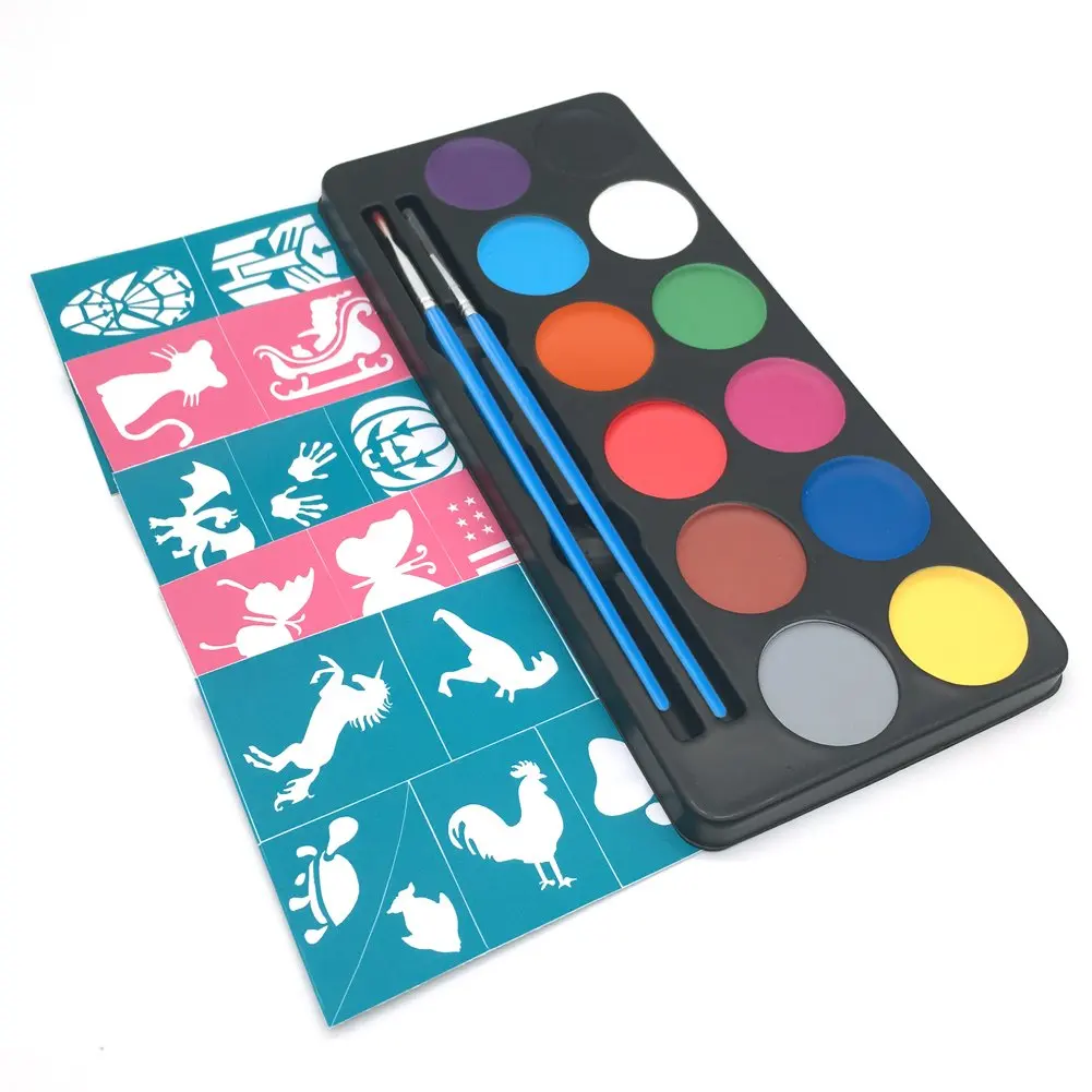 
12 Colors Face Body Paint Palette Halloween Makeup Non-Toxic Water Paint Oil Christmas Party Fancy Dress Primer 