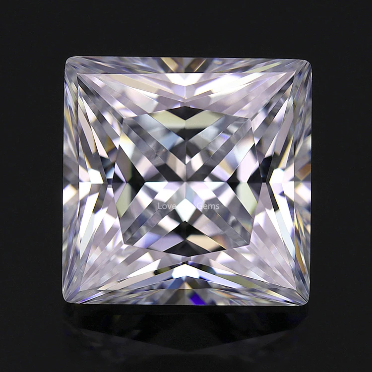 all sizes synthetic cz gems loose stones 5a grade square princess cut white cubic zirconia