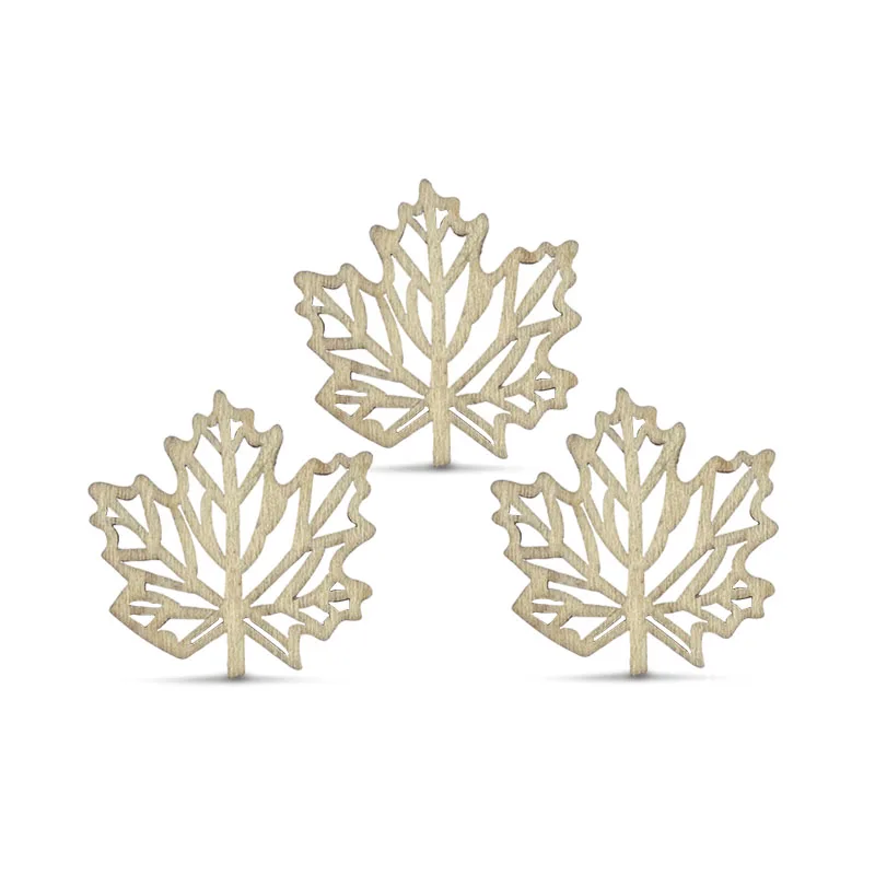 Wooden Maple Leaves Cutout Wood Slices Hollow Out Crafts DIY Crafting Ornament Decoration wood leaf