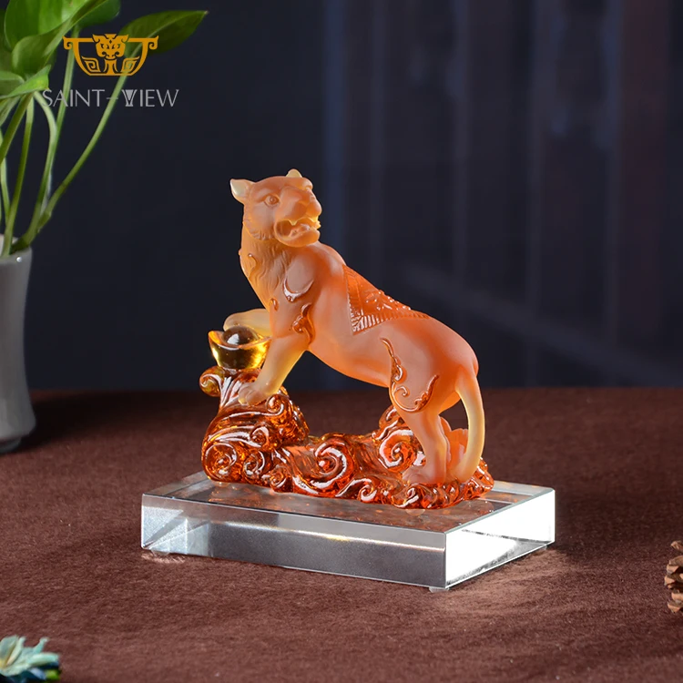 SAINT-VIEW Crystal Liuli Office Gift Livingroom Animal Custom Decoration Zodiac Tiger Bull Mouse Statuary