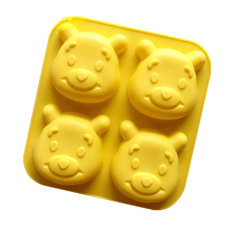 4 Cavity Bear Silicone Chocolate Mold Cartoon Bear Soap Mold Silicone Cake Mold