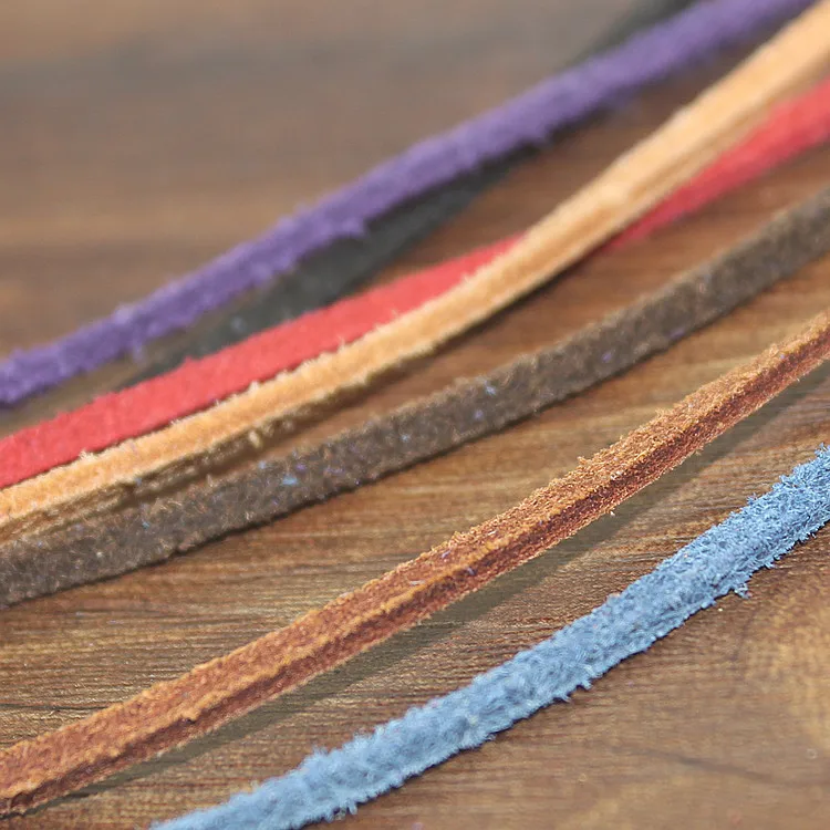 3MM Leather Cord Flat Genuine Leather Cord Soft Suede Rope for bracelet necklace Making