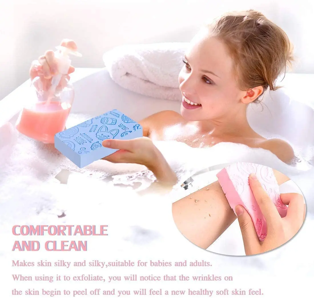 BONNO Exfoliating Bath Sponge Asian Bath Sponge for Shower Korean Moisturizer and Exfoliator Body Sponge