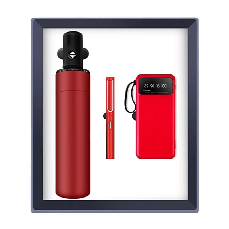 High Class Classical Business Book Gift Set With Customized Logo On Vacuum Flask Neck Massager Power Bank Gift Box