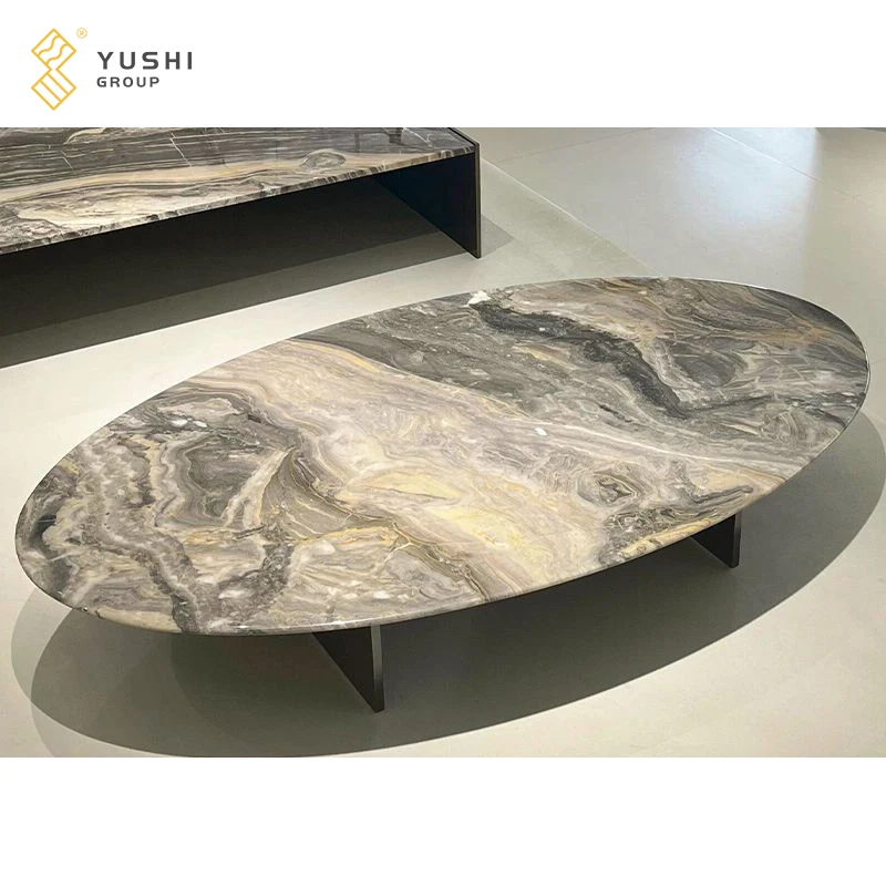 Yushi Group Luxury Marble Dinning Table Top Natural Stone Venice Brown Oval Marble Dinner Table