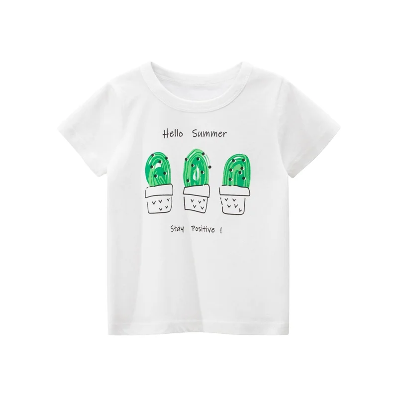 
Fashion Summer Breathable Comfortable Design Cactus Printing Cotton Baby Girl T Shirt 