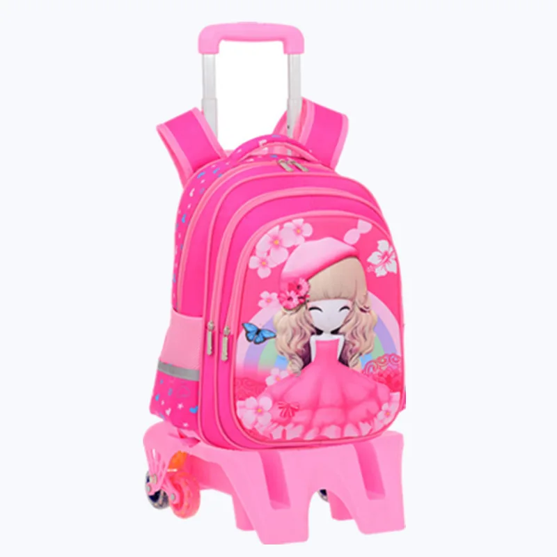 Factory direct sale children trolley school bag fashion trolley travel case backpack for kids