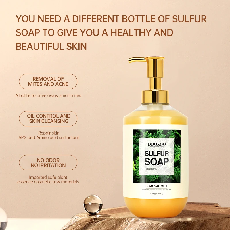 DDO Anti Bacterial Sulfur Bath Medicated Body Wash Acne Sulfur Soap Liquid