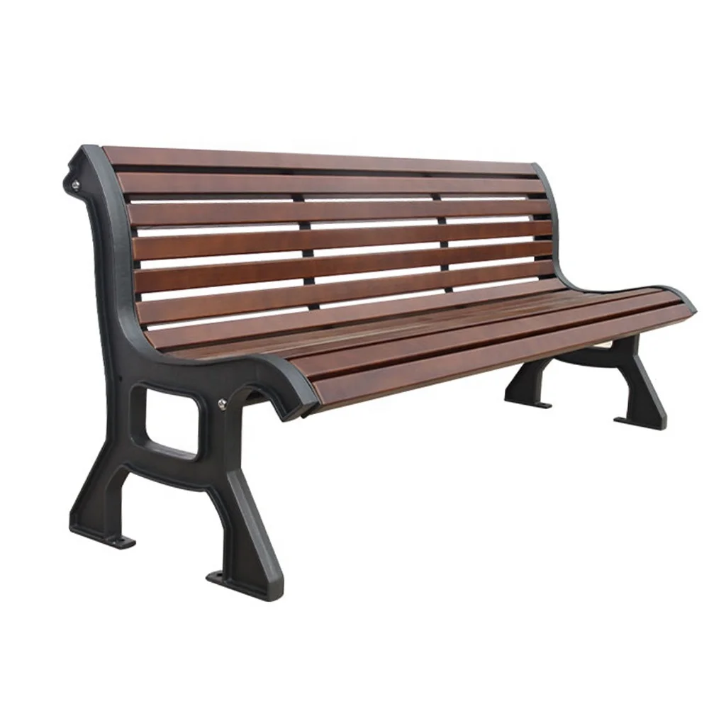 Factory Customize Outdoor Steel Cast Iron Legs Park Bench 3 Seater Slats wooden Garden Bench with Back