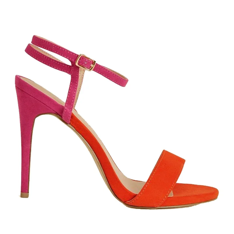 Strap Sandals Women Stilettos High Heel Party Shoes Ladies Elegant Faux Suede Dress Shoe Large Size Summer Sandal Female