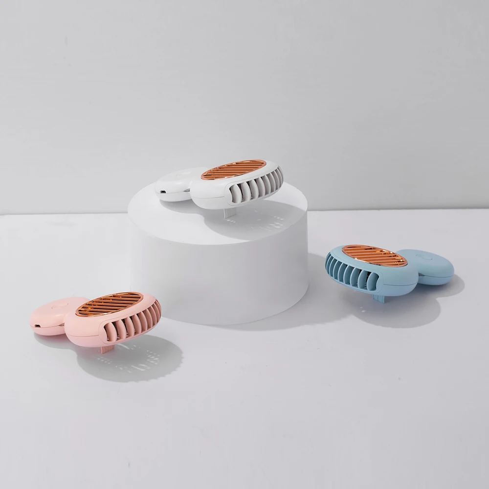 2022 cute bladeless mini Macaron ABS lanyard night light Low noise USB rechargeable handheld handy neck cordless portable fan