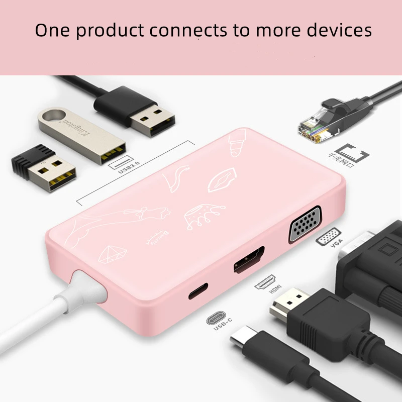 Кабель с разъемом Usb типа C концентратор многопортовый док-станция с Usb3.0 Rj45 разъемом спецификации Usb Type-c Pd зарядки адаптер док-станция для ноутбука usb-концентраторы