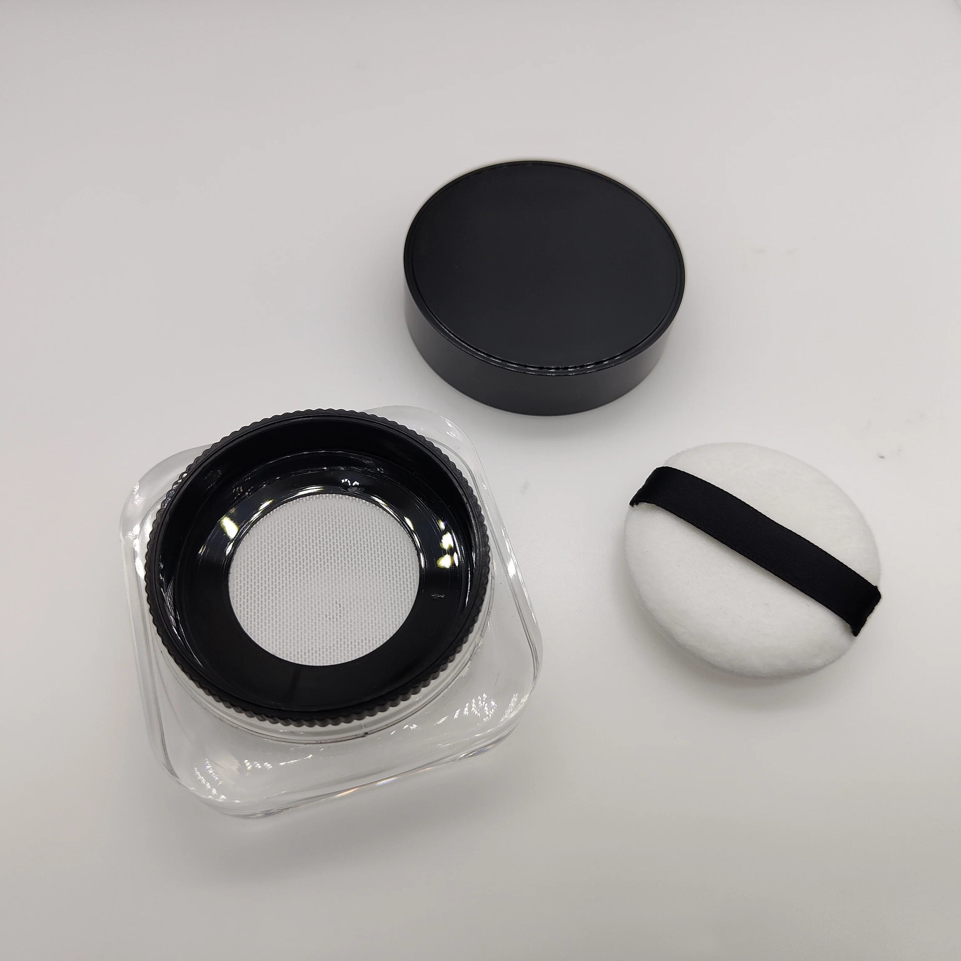 cosmetic packaging case  10g black compact powder container plastics