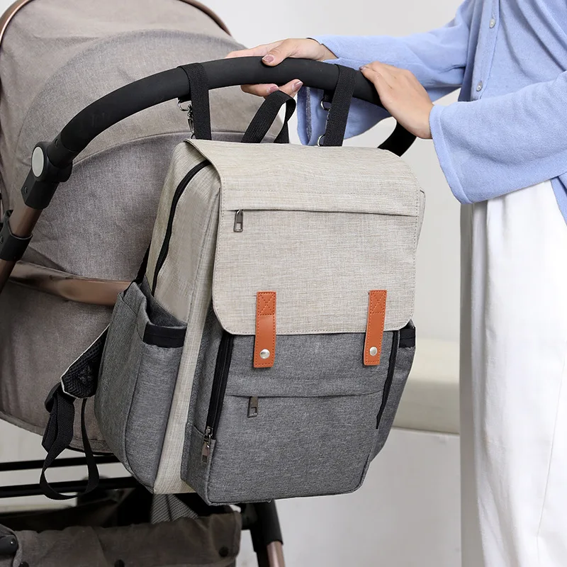 Stitching mother and baby backpack multifunctional large capacity diaper bag fashion mommy backpack