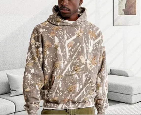 Hoodies Clothing Manufacturer Boxy fit Fleece Heavyweight Print Camouflage Vintage Tree Camouflage Hoodie Men 3D Printed Hoodie