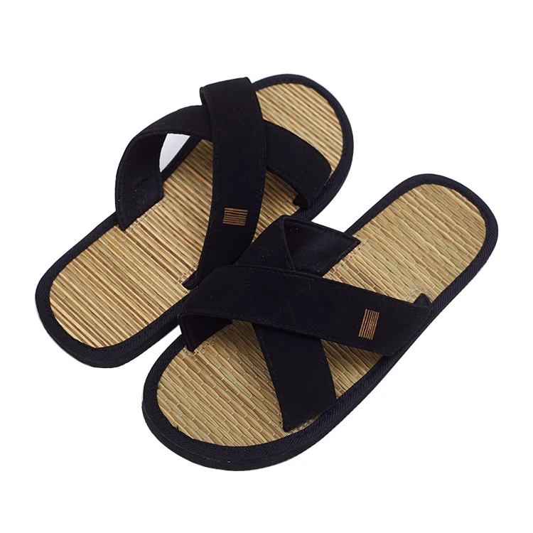 Custom Sample Woven Straw Mat Bamboo Flip Flop Hotel Jute Flip Flops Slipper For Spa