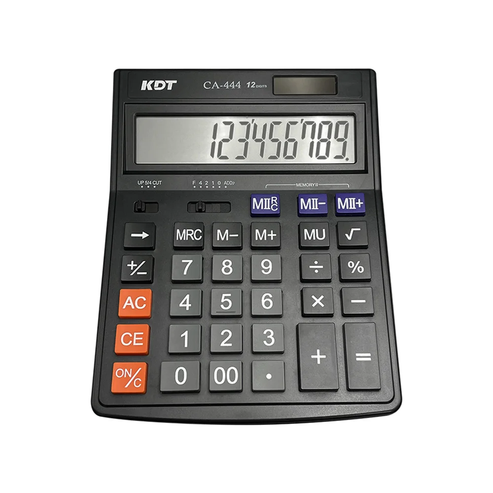 Desk Calculator 12 Digit Extra Large LCD Display Touch Comfortable with Big Buttons Two Way Power Standard Function Office