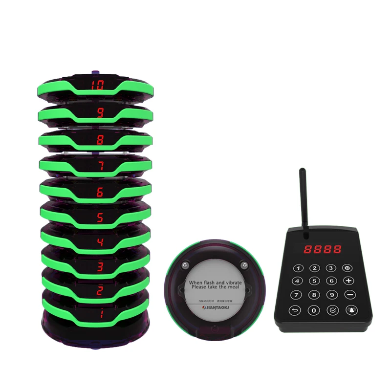 Jiantao Disc Waterproof Wireless Calling System Buzzer Vibration Pager For Restaurant Cafe
