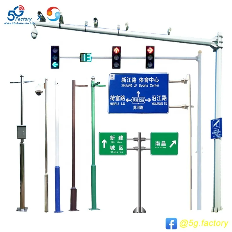 
Galvanized Steel Street light and Traffic Signal Light Pole with Smart System 